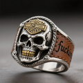 🔥 Handmade HD Skull Ring – Brass Teeth, Leather Band & Biker Attitude