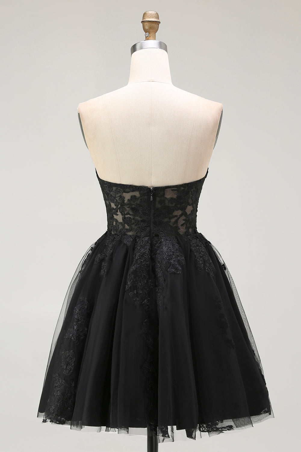 Black Corset Sweetheart Short Lace A Line Homecoming Dress