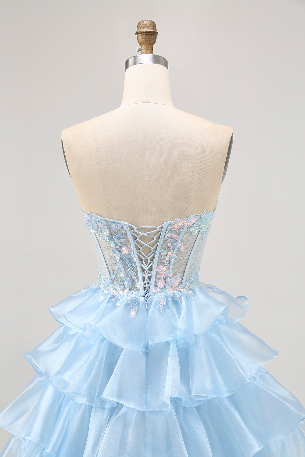 Sparkly Pink Sweetheart Ruffled Short Corset Homecoming Dress with Sequins