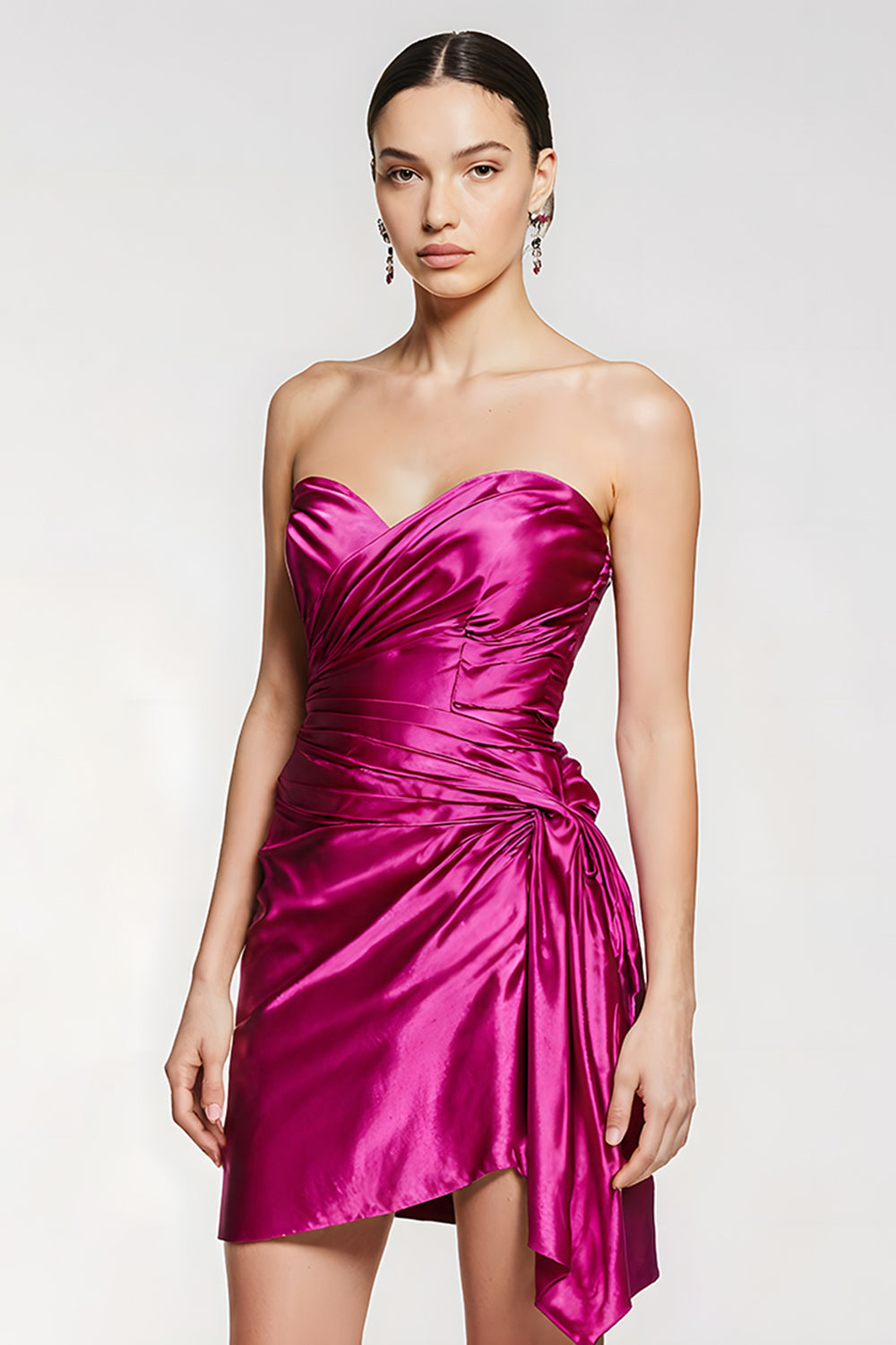Fuchsia Tight Ruched Sweetheart Short Homecoming Dress