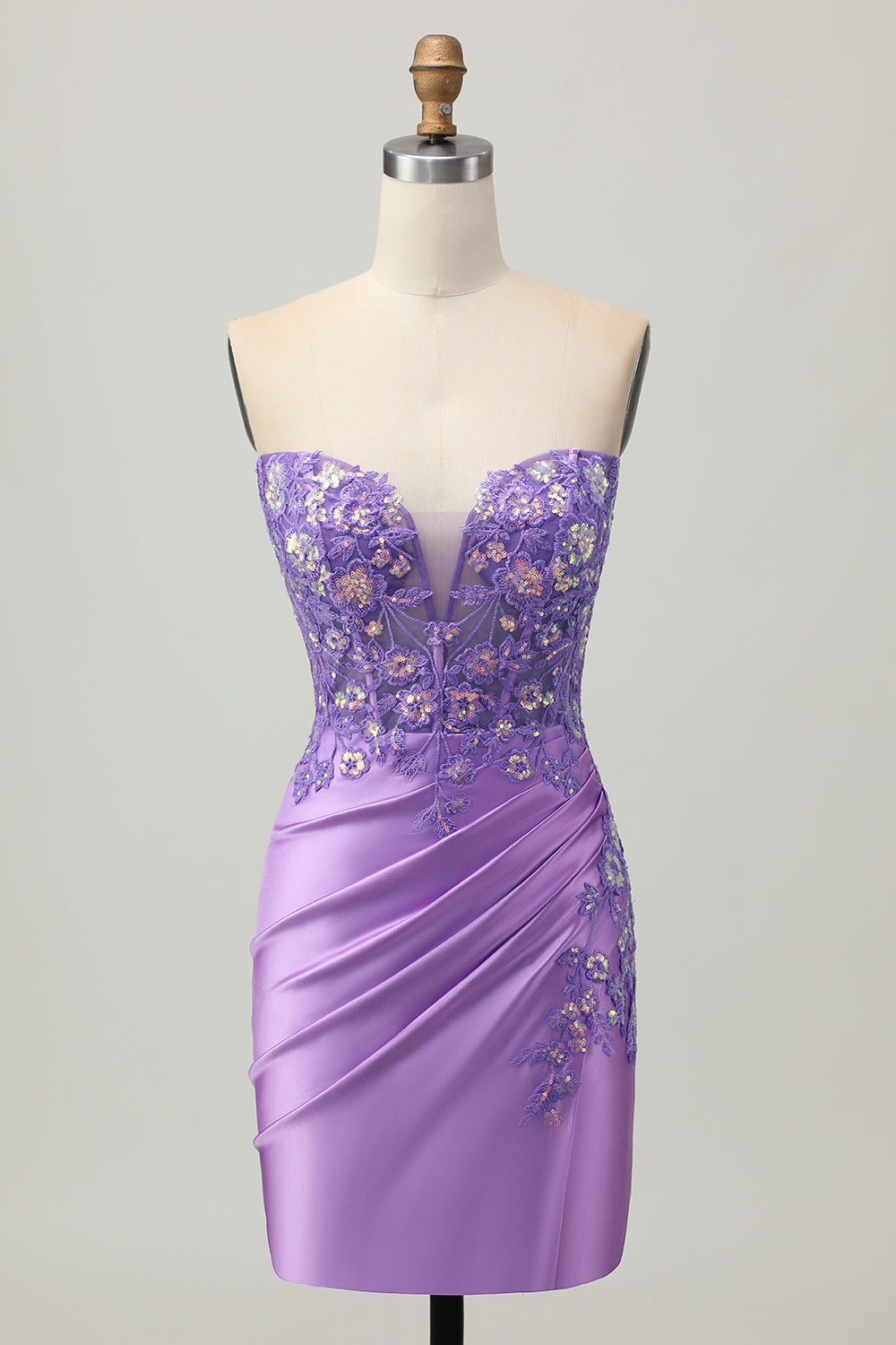 Sparkly Light Blue Corset Tight Sequined Short Appliqued Homecoming Dress