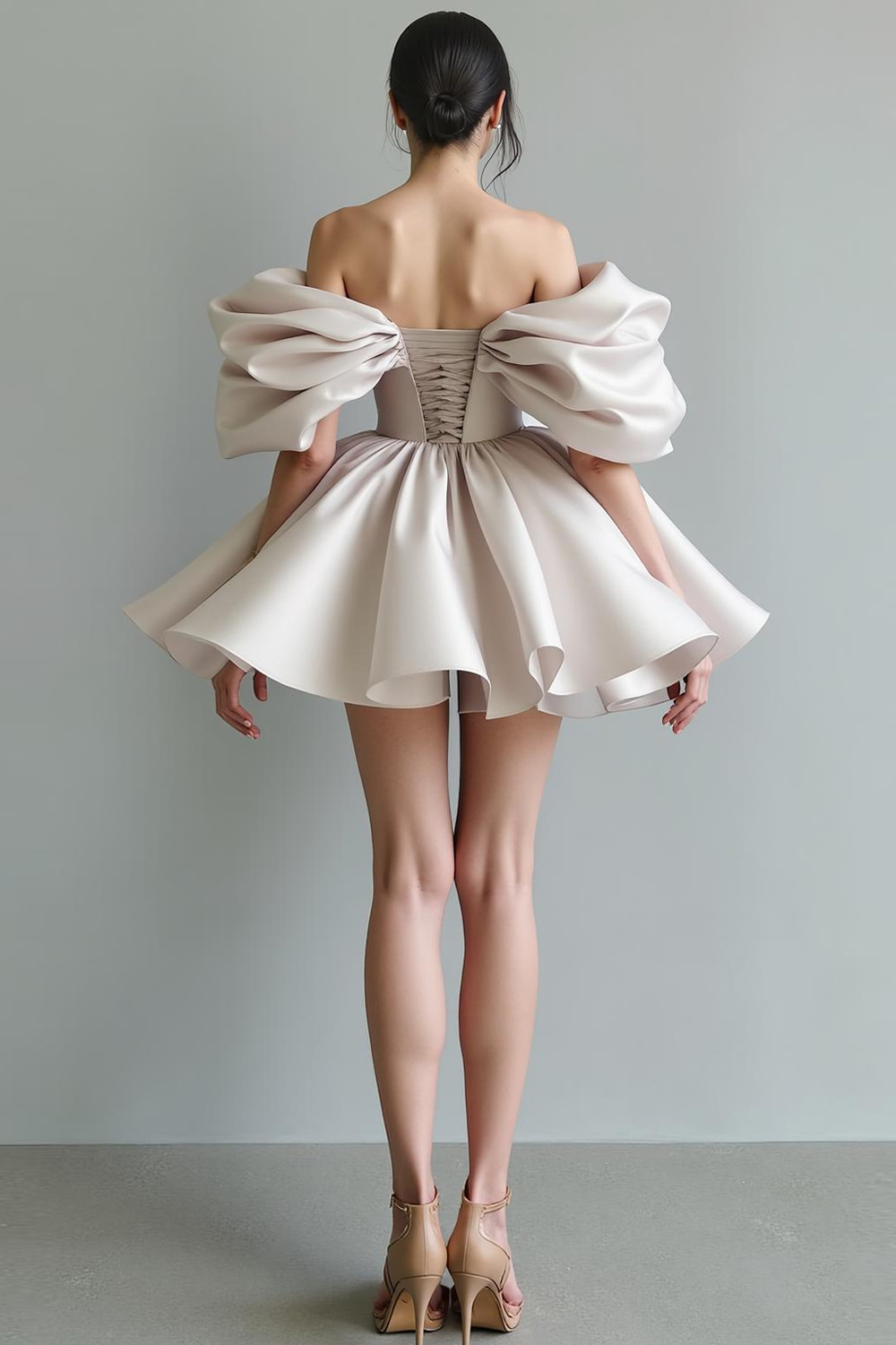 Cute A Line Satin Off the Shoulder Little White Dress