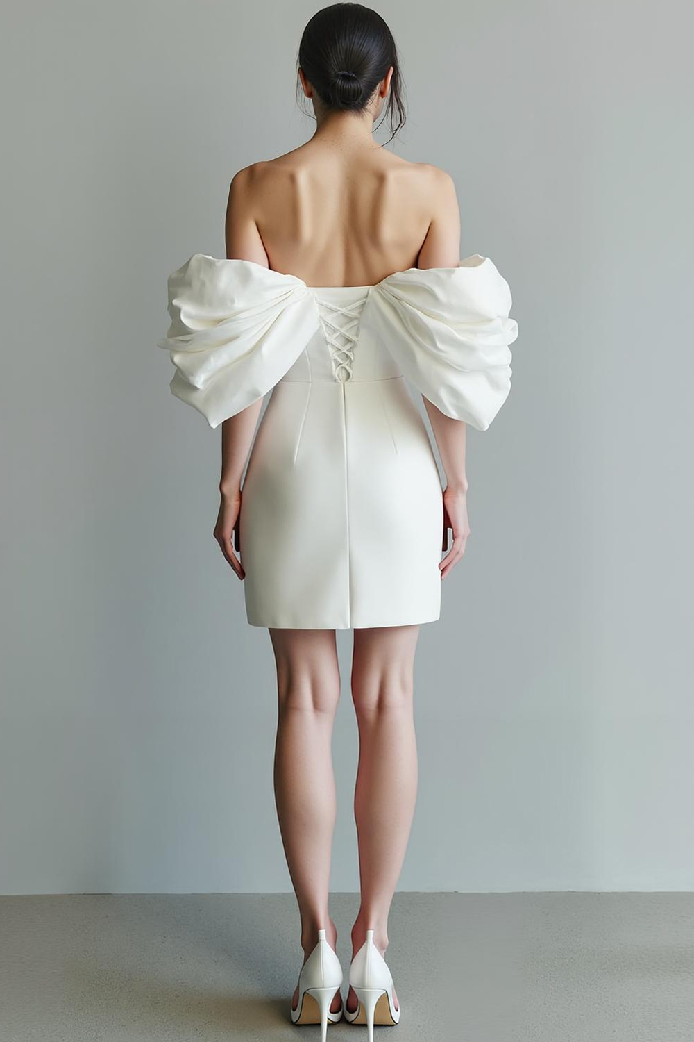 Cute Bodycon A Line Satin Off the Shoulder Little White Dress