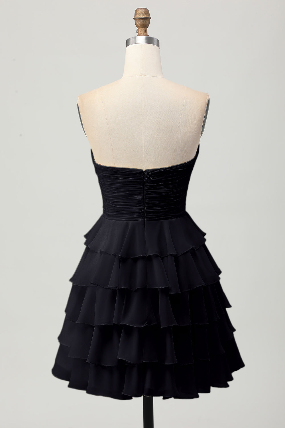 Short Light Yellow Sweetheart Ruffled A Line Tiered Homecoming Dress with Bow