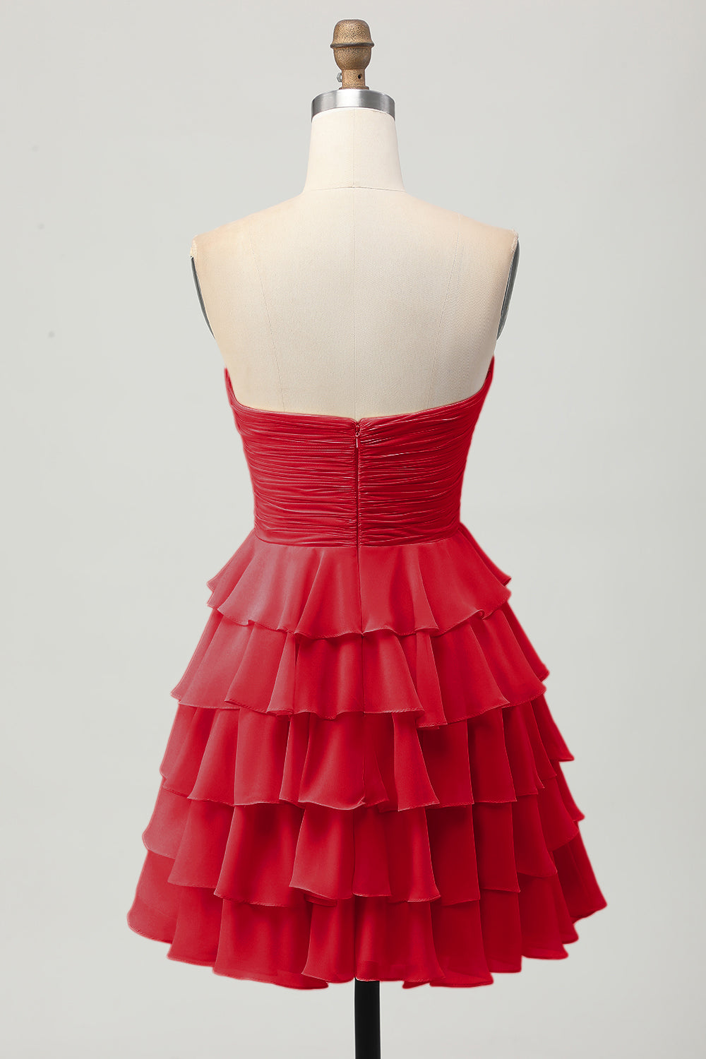 Short Light Yellow Sweetheart Ruffled A Line Tiered Homecoming Dress with Bow